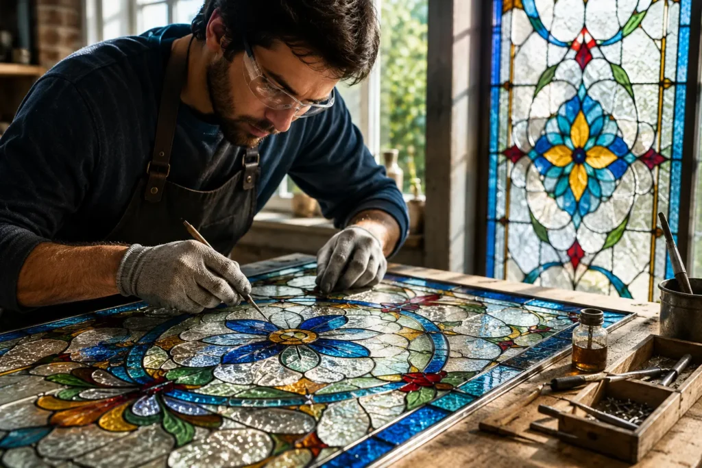 Custom stained glass work in Lahore
