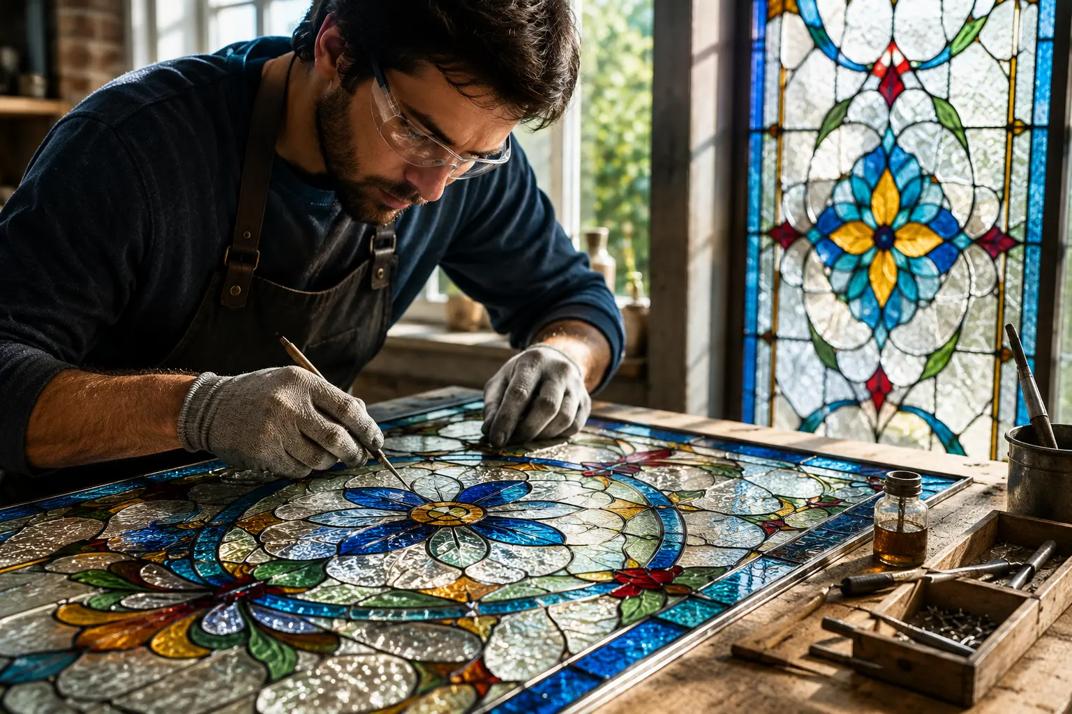 Custom stained glass work in Lahore
