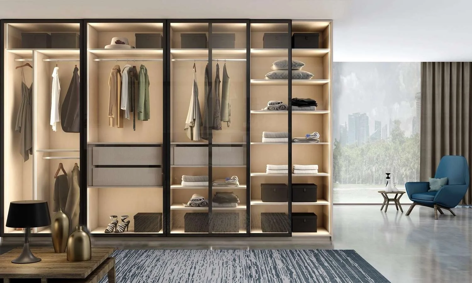 Custom Room Glass Wardrobes in Lahore near me